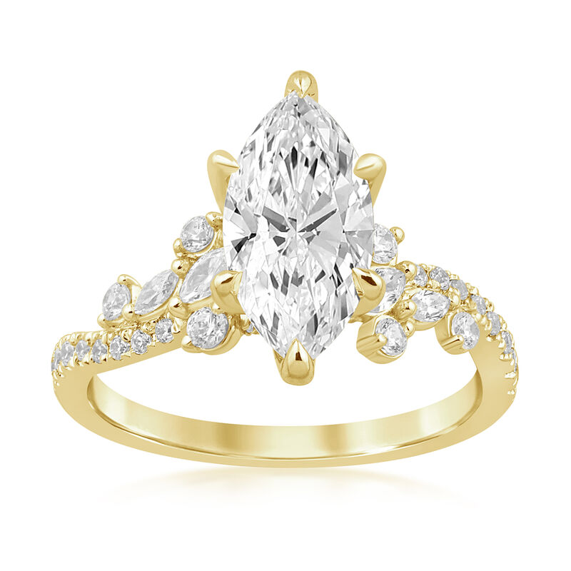 Marquise-Cut Lab Grown 2ct. Diamond Engagement Ring With Marquise & Brilliant-Cut Accents in 14k Yellow Gold image number null